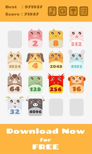 2048 Animals Cat + Cat = Dog