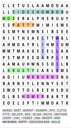 Springfield Word Search