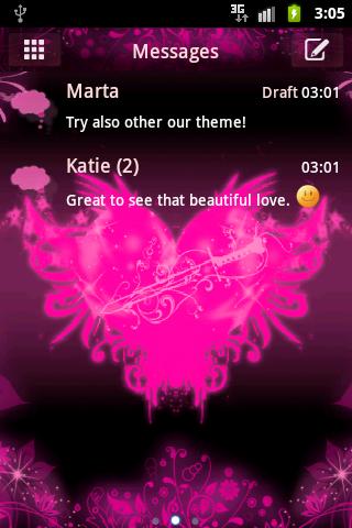 Heart Pink Theme GO SMS Pro