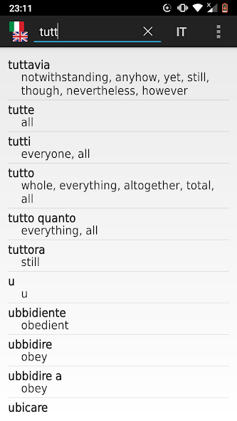 Italian-English offline dict.