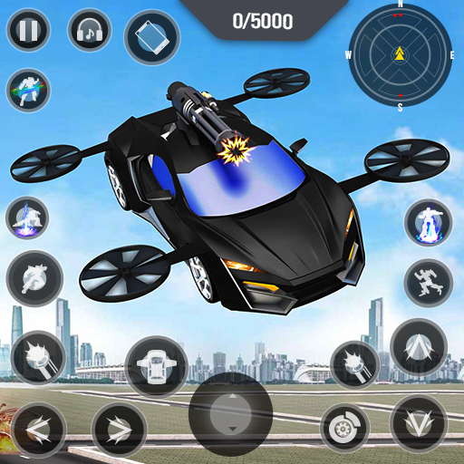 Flying Car Robot Shooting Game