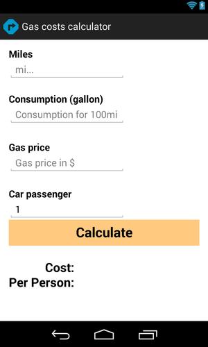 Gas costs calculator