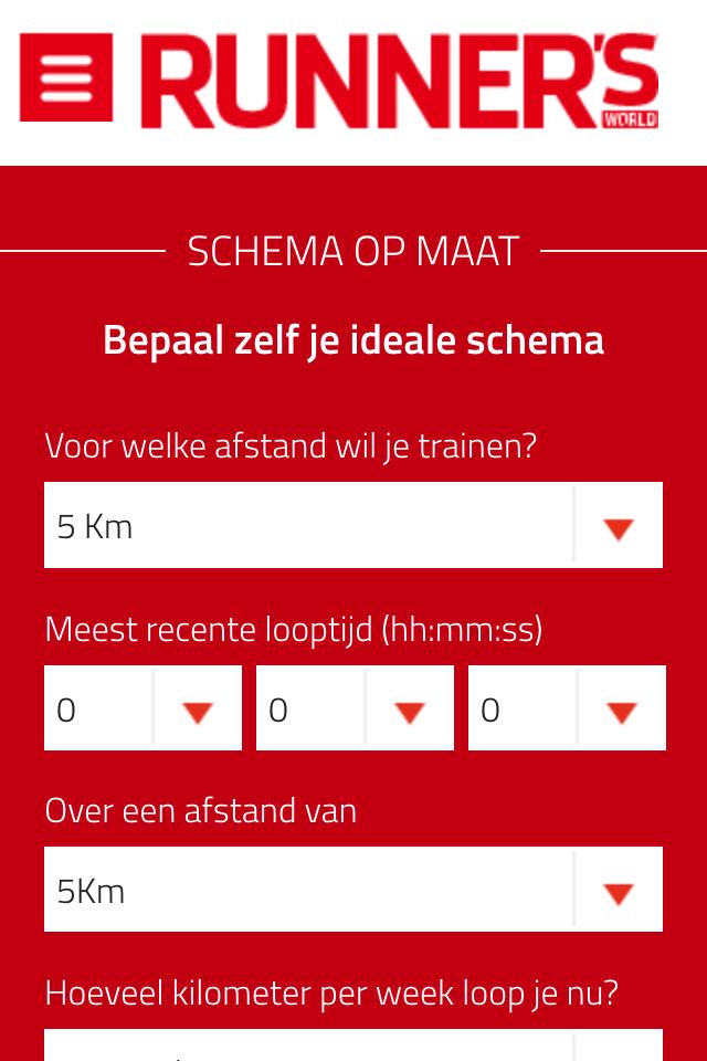 Schema op maat Runner's World