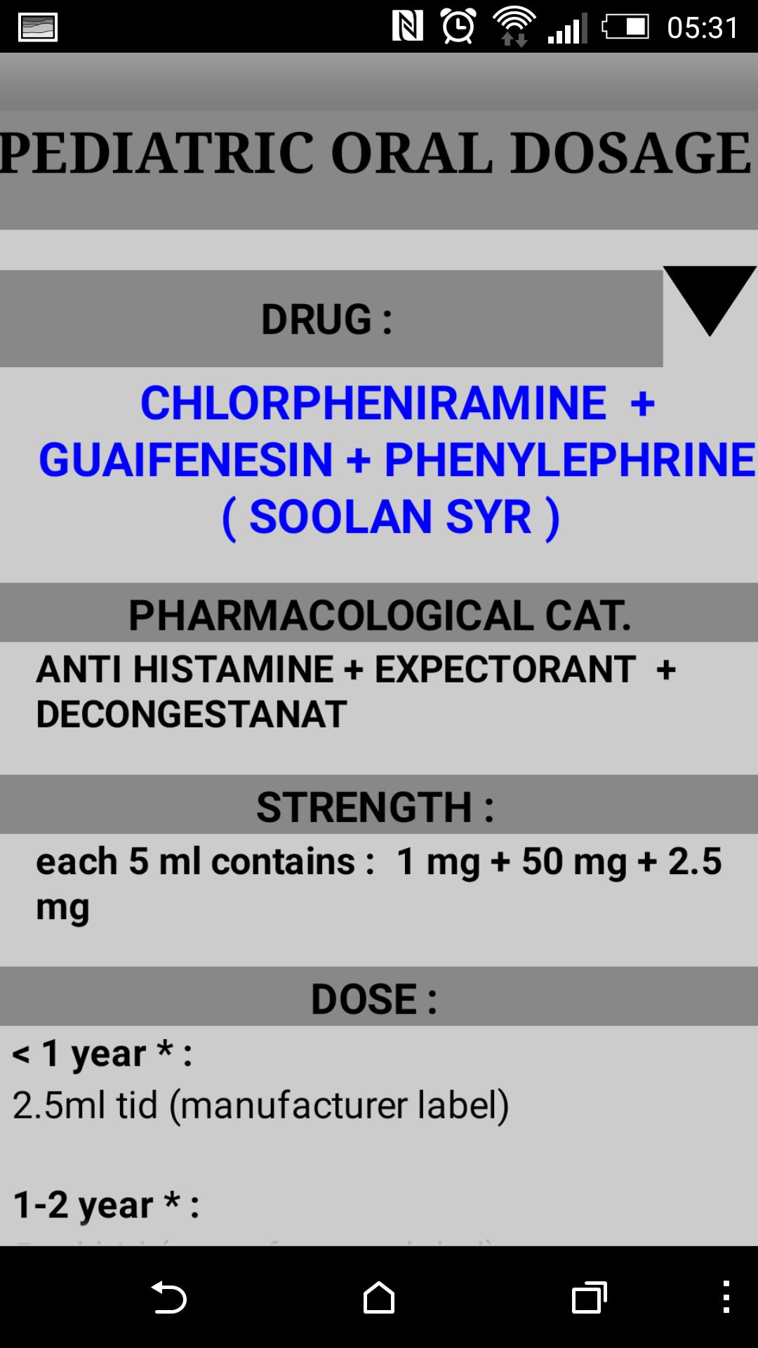 PEDIATRIC ORAL DOSAGE
