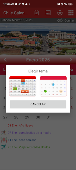 Chile Calendar 2025