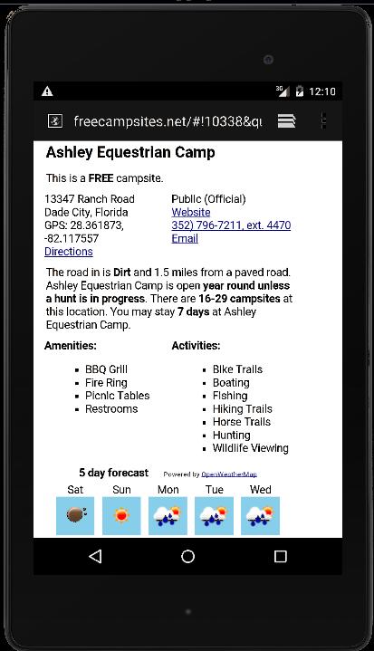 Free Campsites