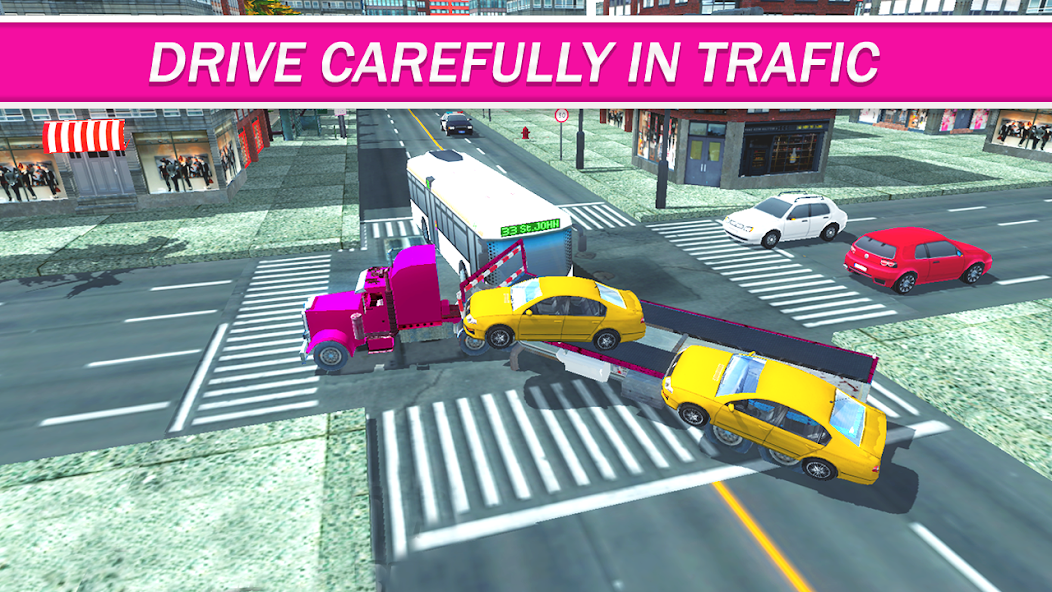 Pink Trailer Truck Car Carrier