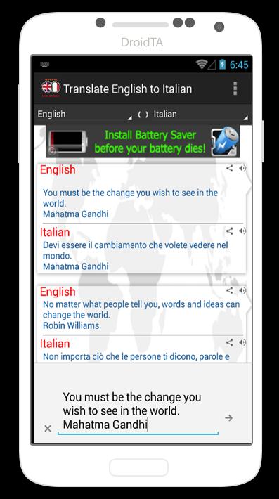 Translate English to Italian