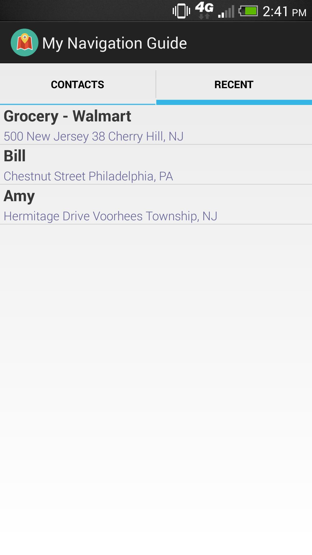 Navigation Address Book