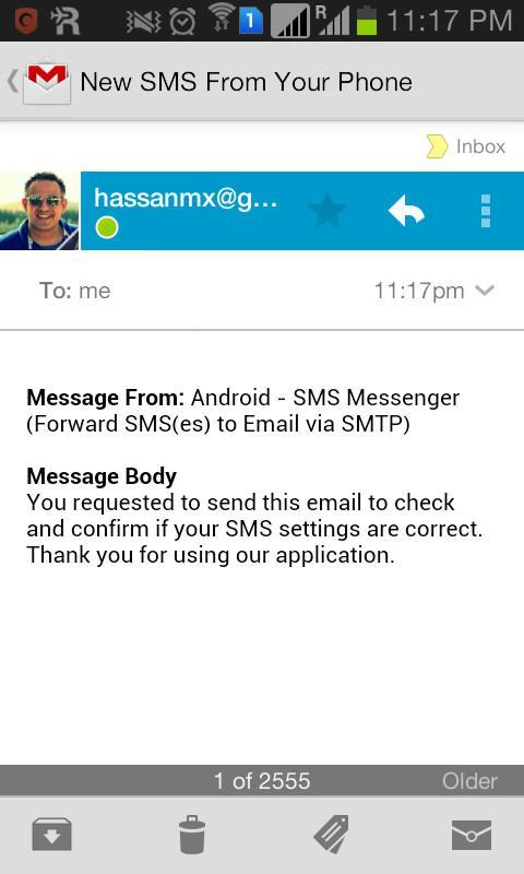 Forward SMS to Email via SMTP