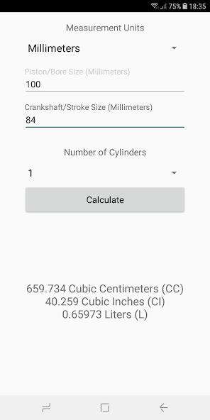 Engine CC Calculator