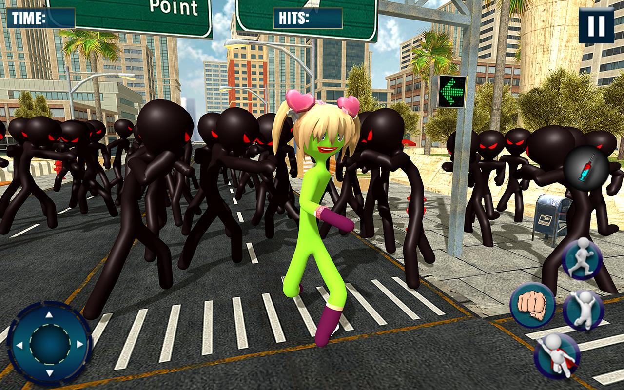 Super Stick Girl VS Stickman Criminal Squad