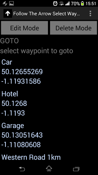 Arrow GPS Navigation Waypoints