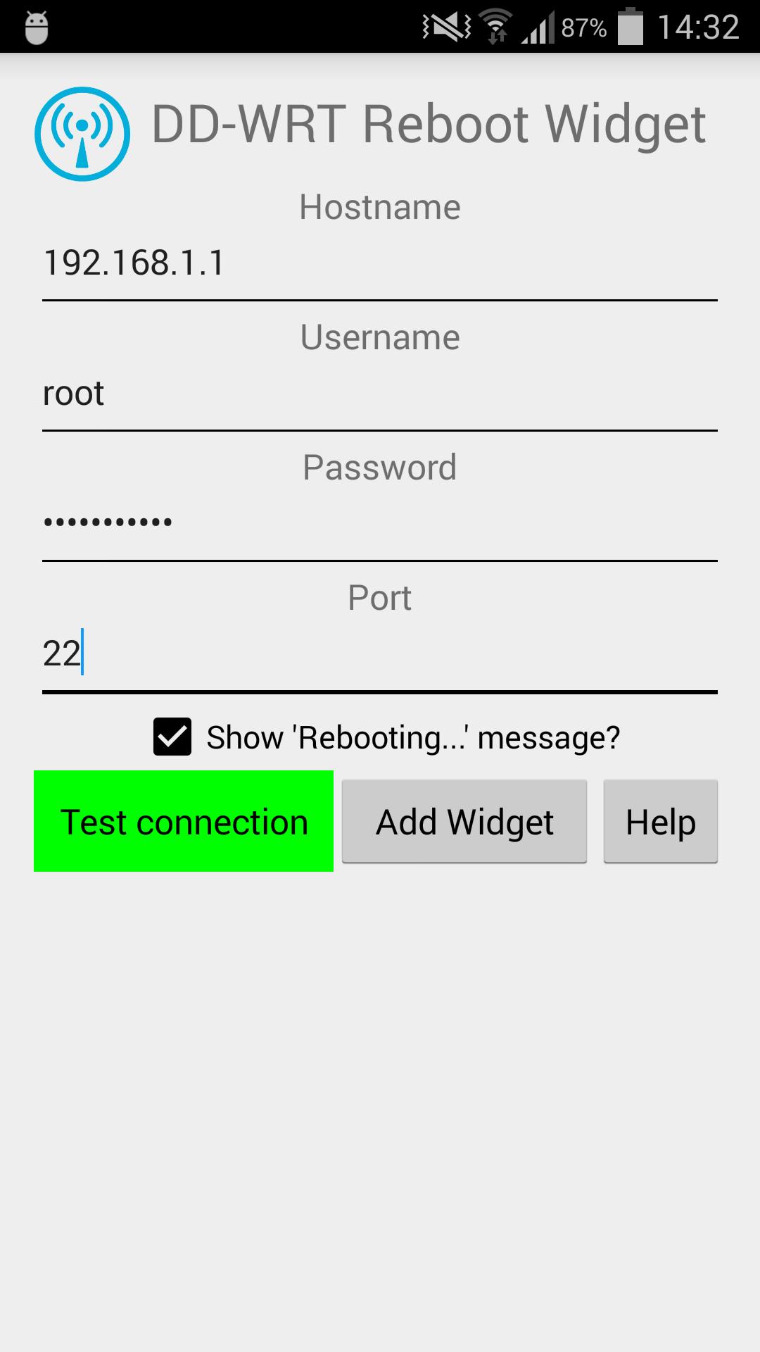 DD-WRT Reboot Widget