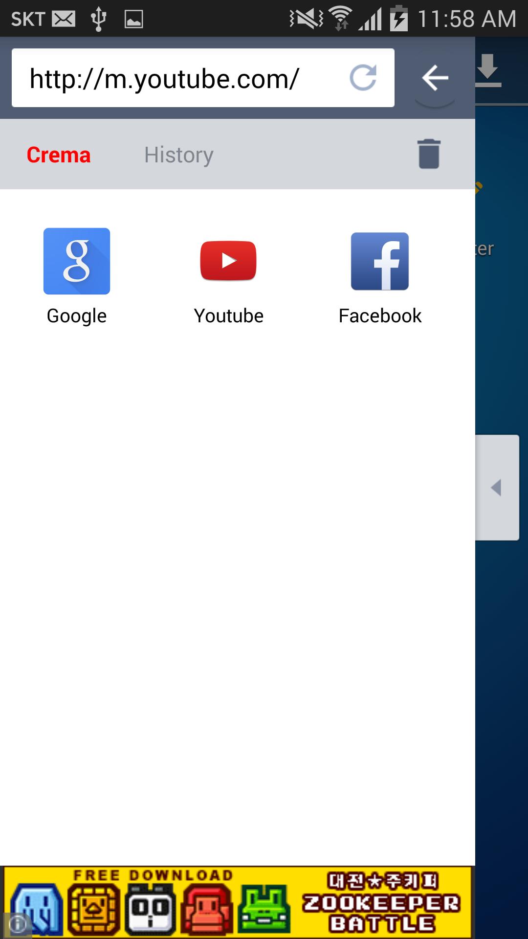Crema Side Bar Web Browser