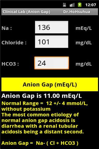 Clinical Lab ( Anion Gap )