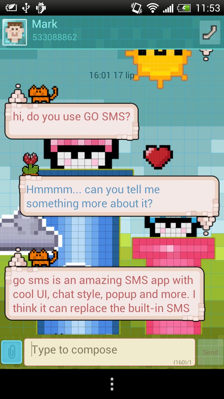 GO SMS Pixel Game 2 Theme