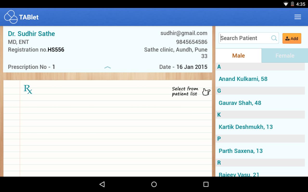 TABlet Prescription App