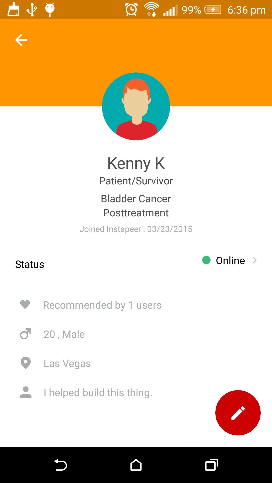 Instapeer:Cancer Peer Matching