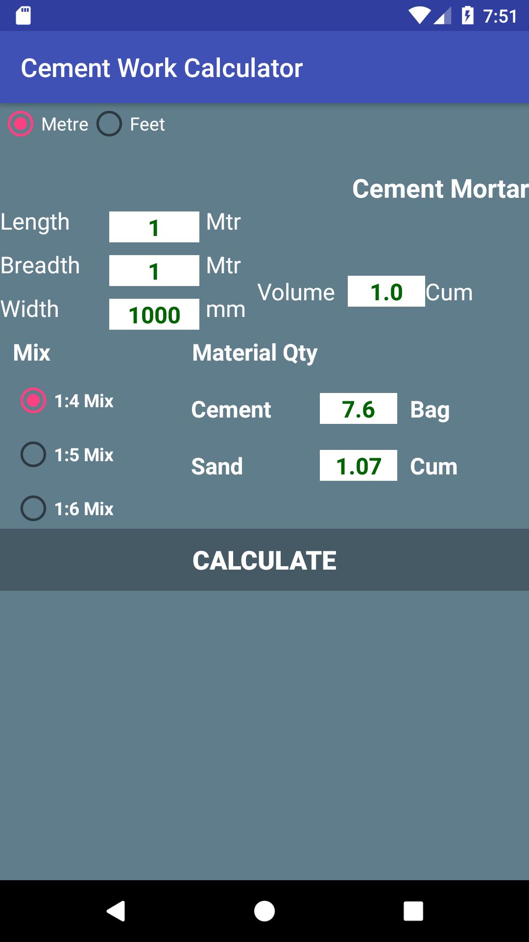 Cement Work Calculator