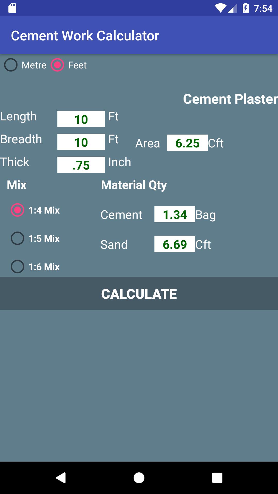 Cement Work Calculator