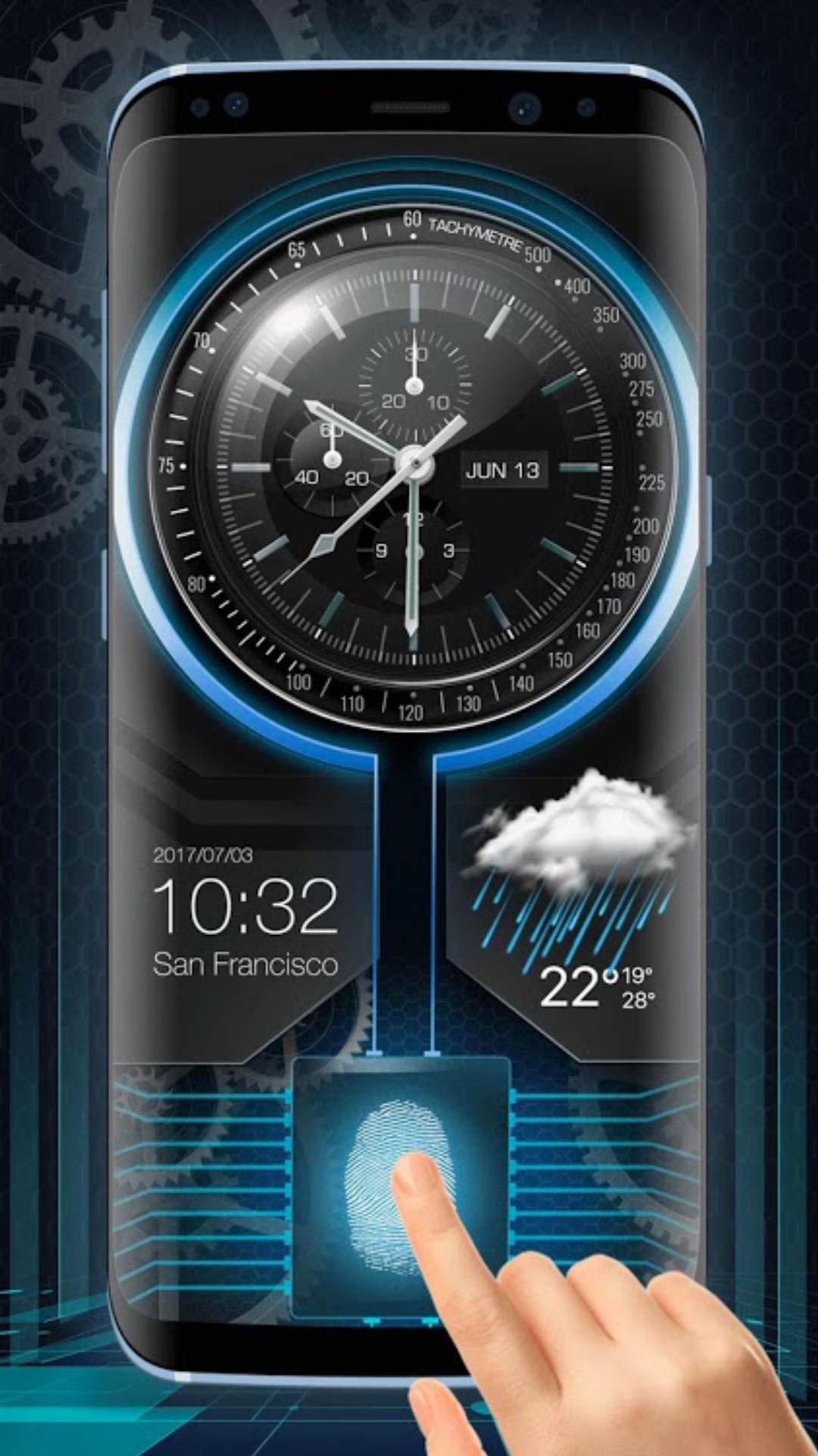 Analogclock fingerprint lock screen for prank