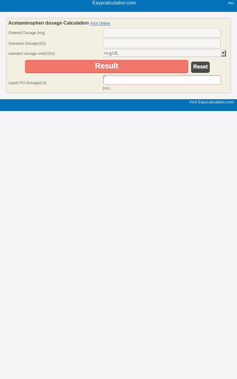 Acetaminophen dosage Calci
