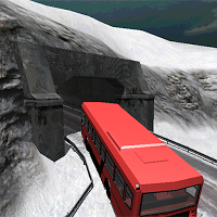Bus Driving Snowy Mountains