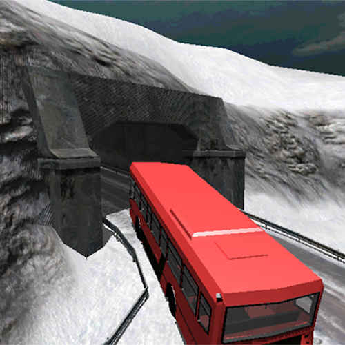 Bus Driving Snowy Mountains