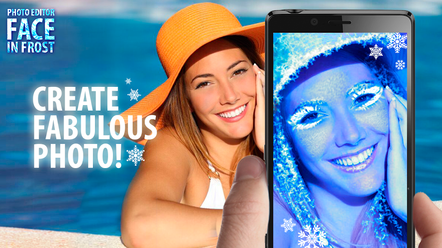 Face in frost. Photo editor